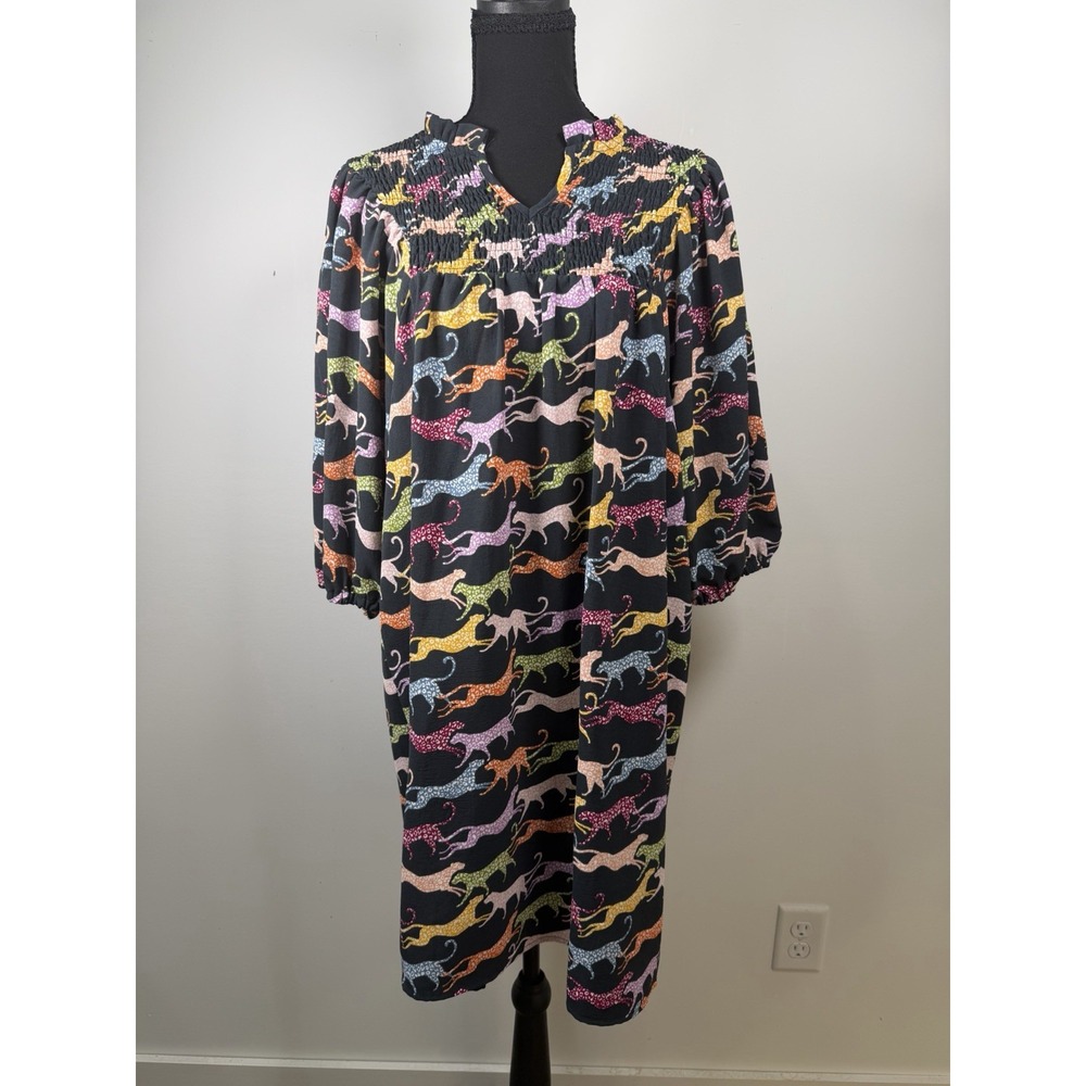 Michelle McDowell Boho Prairie Leopard Print Dress Womens Size Large